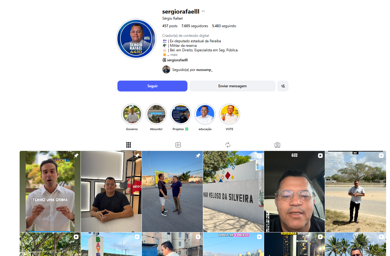 Captura do perfil @sergiorafaelll no Instagram